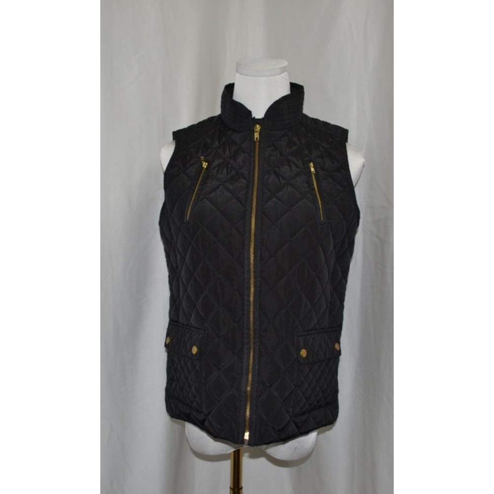 Copper Key‎ Black Gold Zippers Lightweight Puffer Vest, Girls Size 14-16